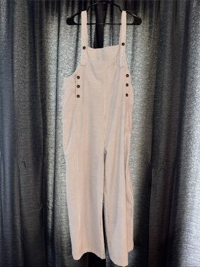 Striped Cotton Overalls in Light Blue and White